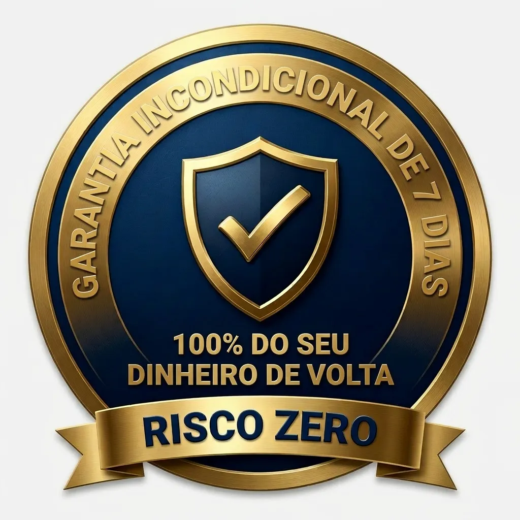Selo de garantia incondicional de 7 dias para devolução do valor do e-book Salário Maternidade Descomplicado